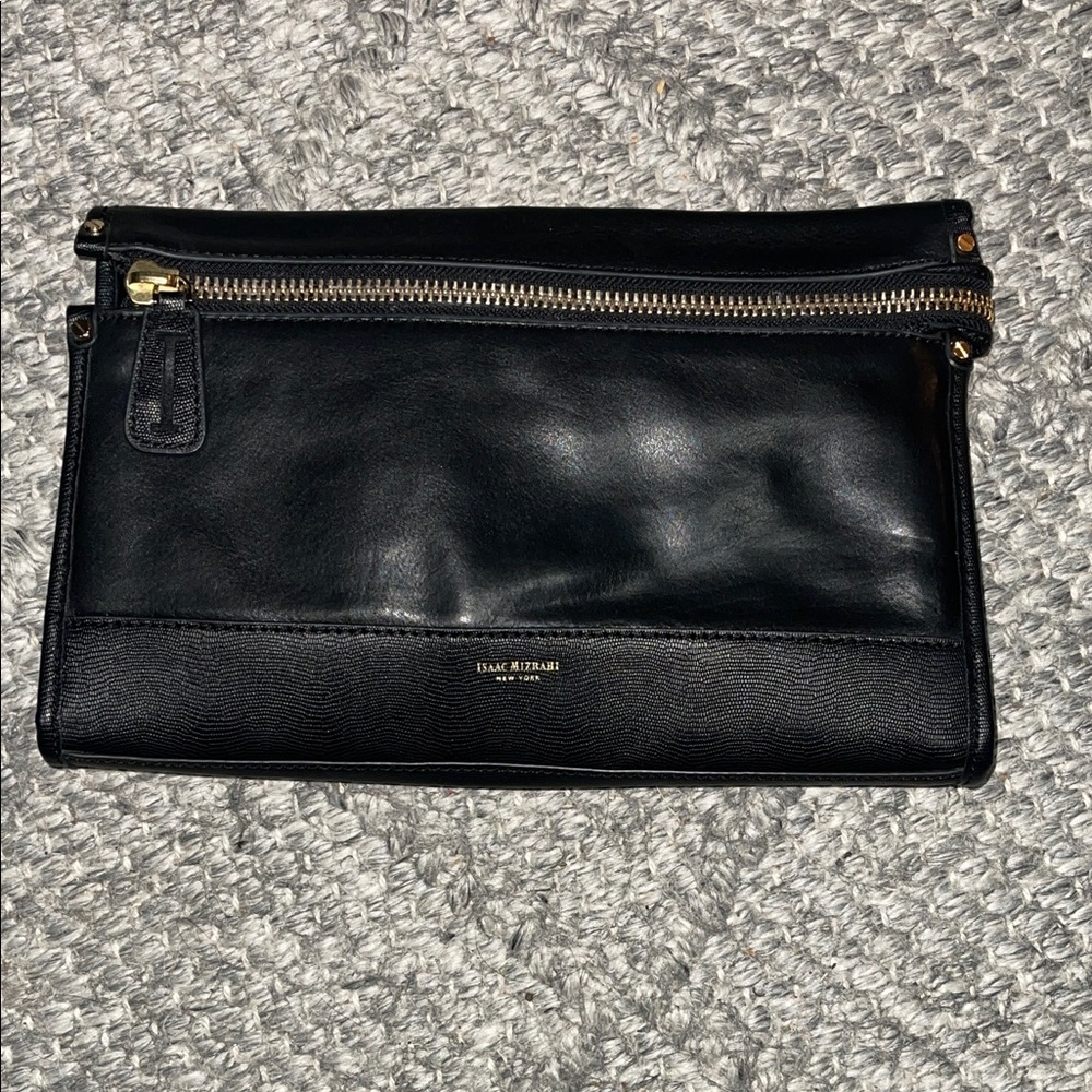 Isaac Mizrahi New York Black Leather Clutch